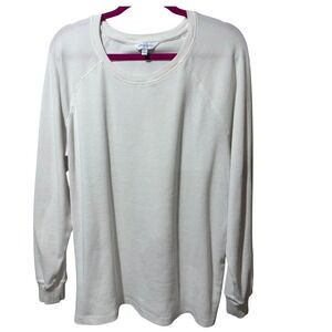 The Company Store Women Long Sleeve Thermal Crewneck Shirt XL White Casual Warm